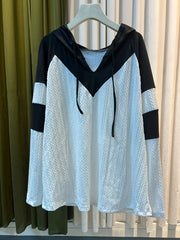  Women's Colorblock Cable Hoodie