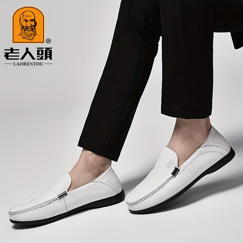 LAORENTOU Men's Leather Slip On Shoes Lightweight Non Slip Casual Shoes