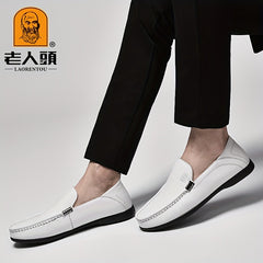 LAORENTOU Men's Leather Slip On Shoes Lightweight Non Slip Casual Shoes