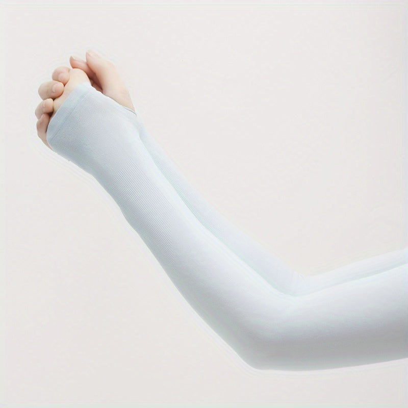 Ice Silk Sleeves Sunproof Elastic UV Protection Thin Breathable Solid Sleeves