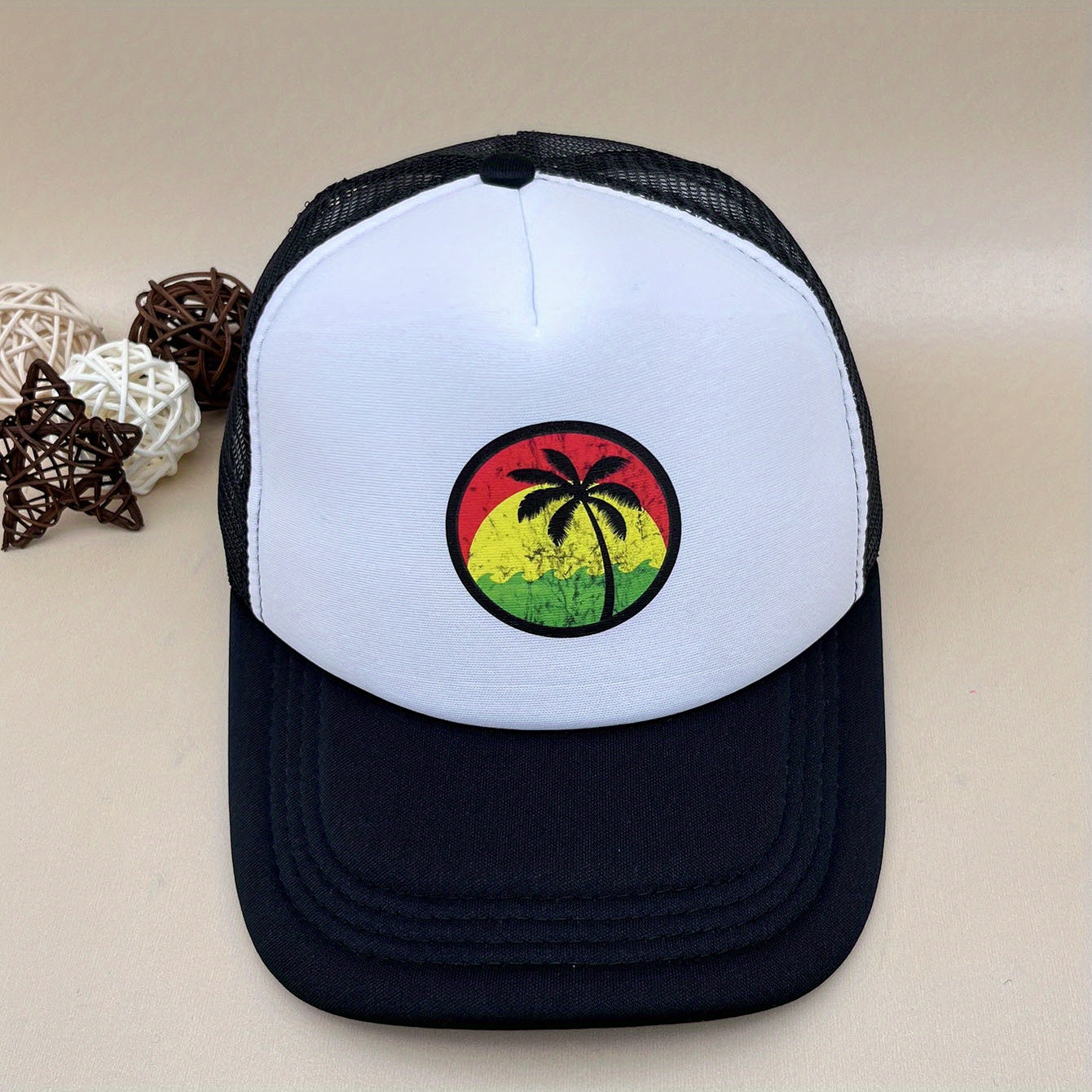 Adjustable Coconut Tree Pattern Baseball Cap for Outdoor Sport