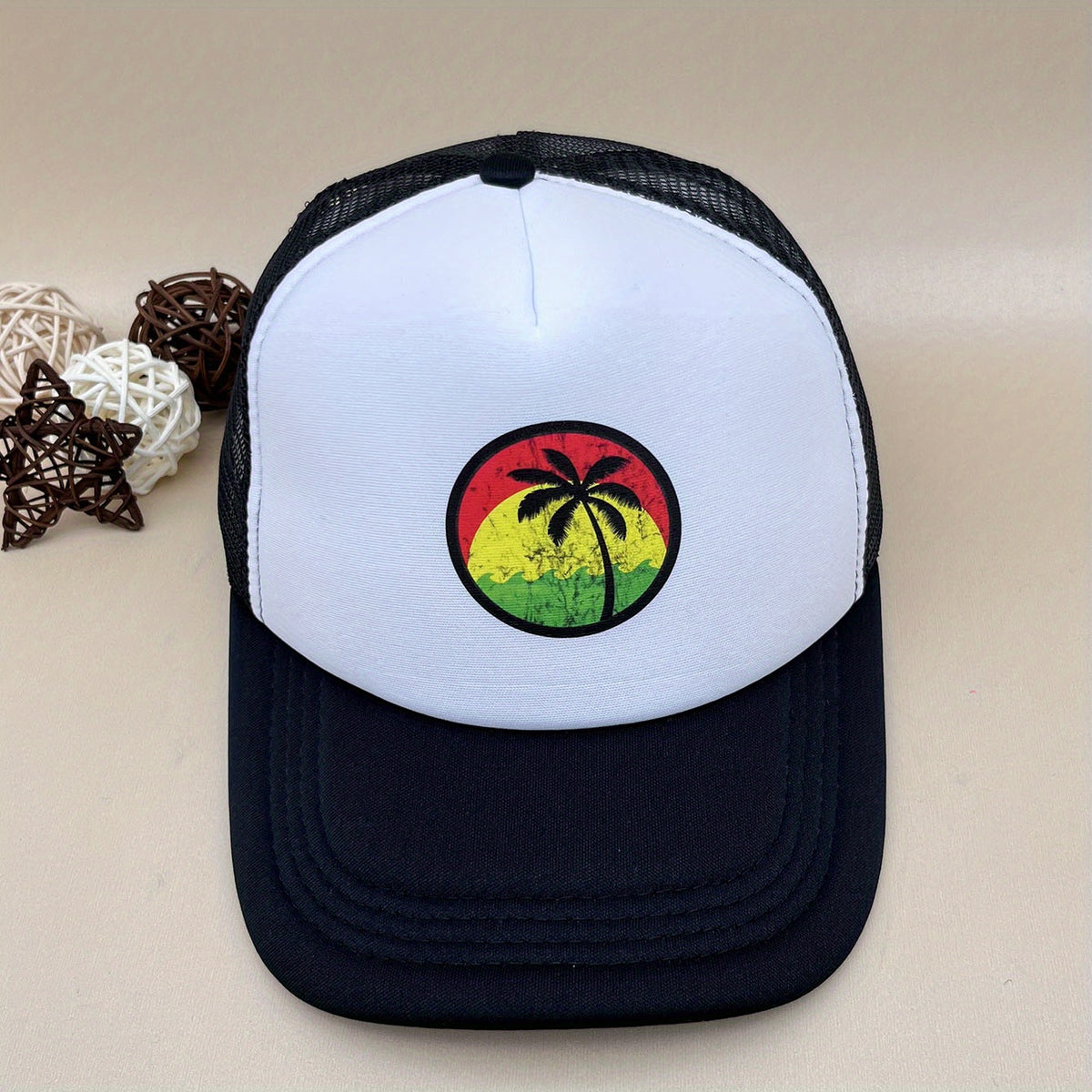 Adjustable Coconut Tree Pattern Baseball Cap for Outdoor Sport