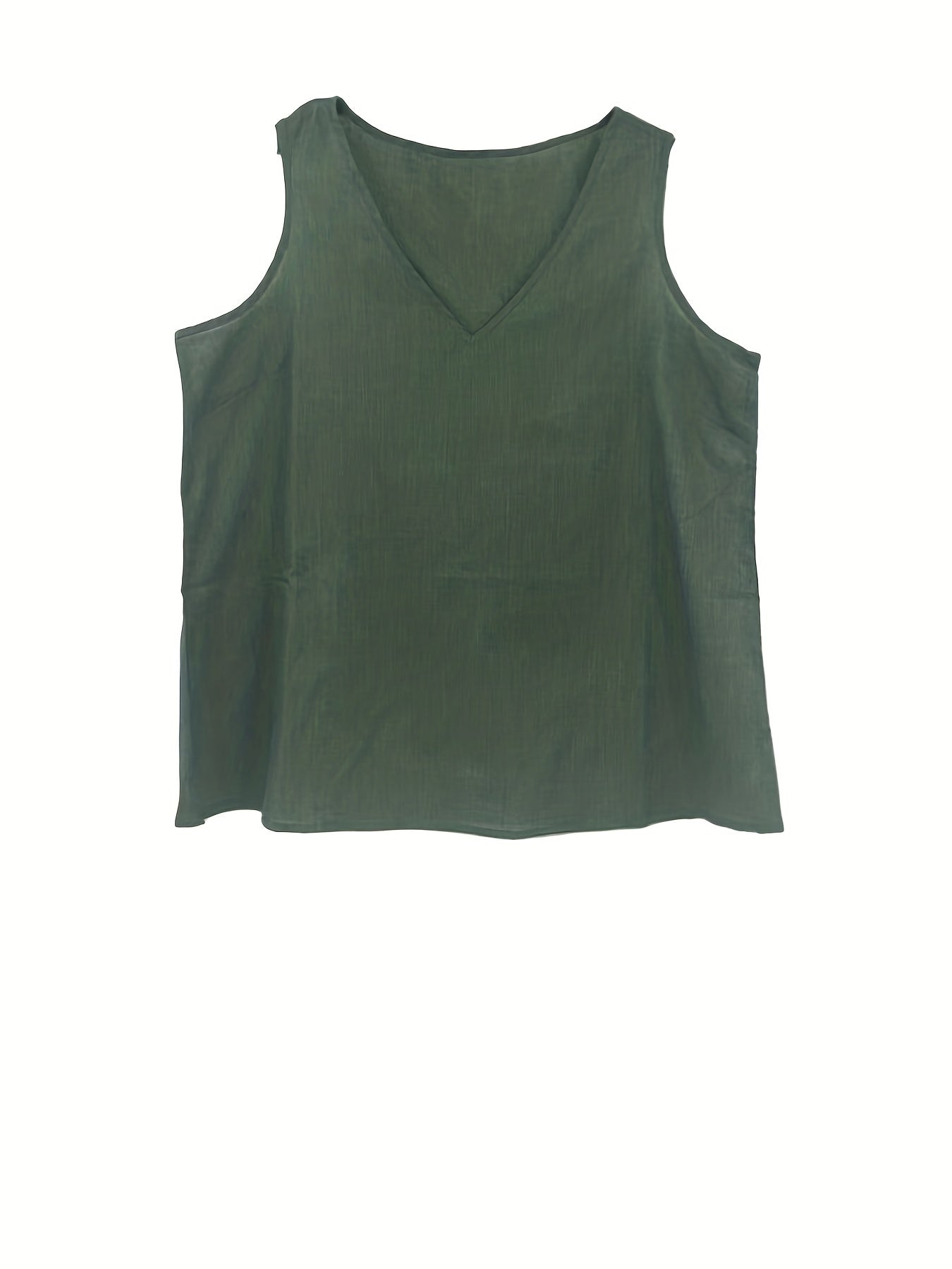 Women's Plus Solid V Neck Tank Top & Shorts Set