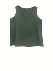 Women's Plus Solid V Neck Tank Top & Shorts Set
