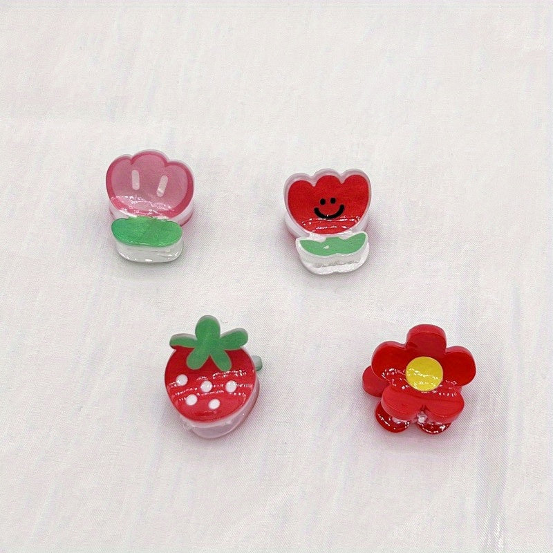 4pcs Small Hair Clips Animal Strawberry Rainbow Cloud Mini Clip