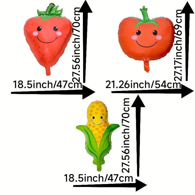 Summer Party Fruit Balloons Tomato Corn Strawberry Aluminum Film Balloons