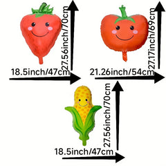 Summer Party Fruit Balloons Tomato Corn Strawberry Aluminum Film Balloons