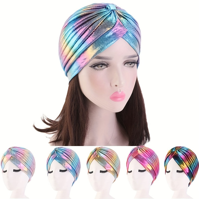 Laser Top Flower Turban Hat Gradient Bonnet Beanie Caps