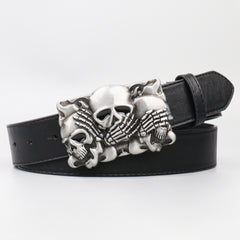 Men's Personality Skull Smooth Buckle PU Belt