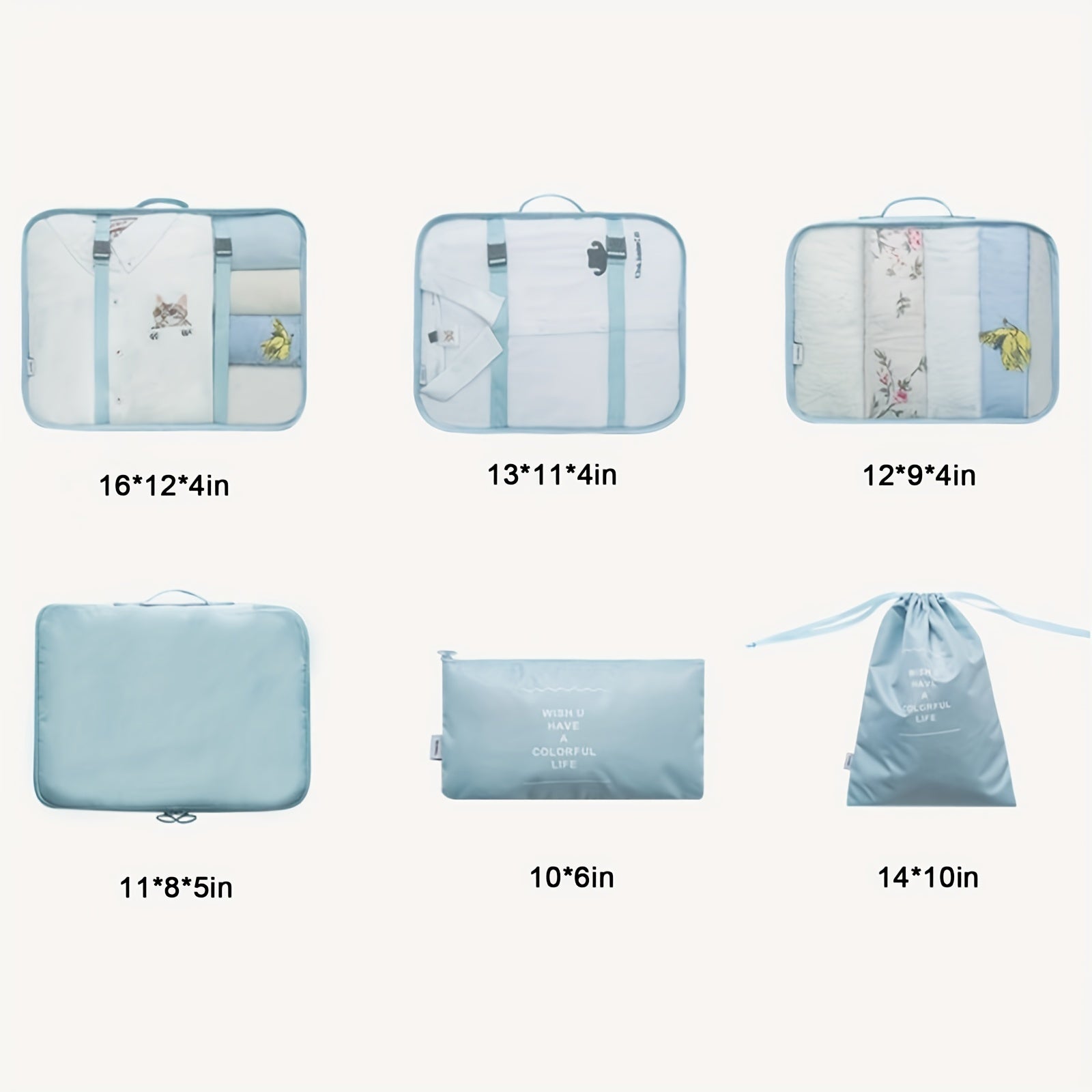 8 Pcs Travel Storage Bag Lightweight Clothes Container