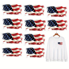 10pcs American Flag Heat Transfers Patches for DIY Uniform Vest Jacket T-Shirt