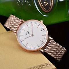KUERST Mesh Strap Ultra thin Quartz Watch Romantic Love Element Wrist Watch