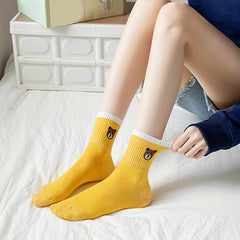 6 Pairs Bear Print Socks Comfy Mid Tube Women's Stockings