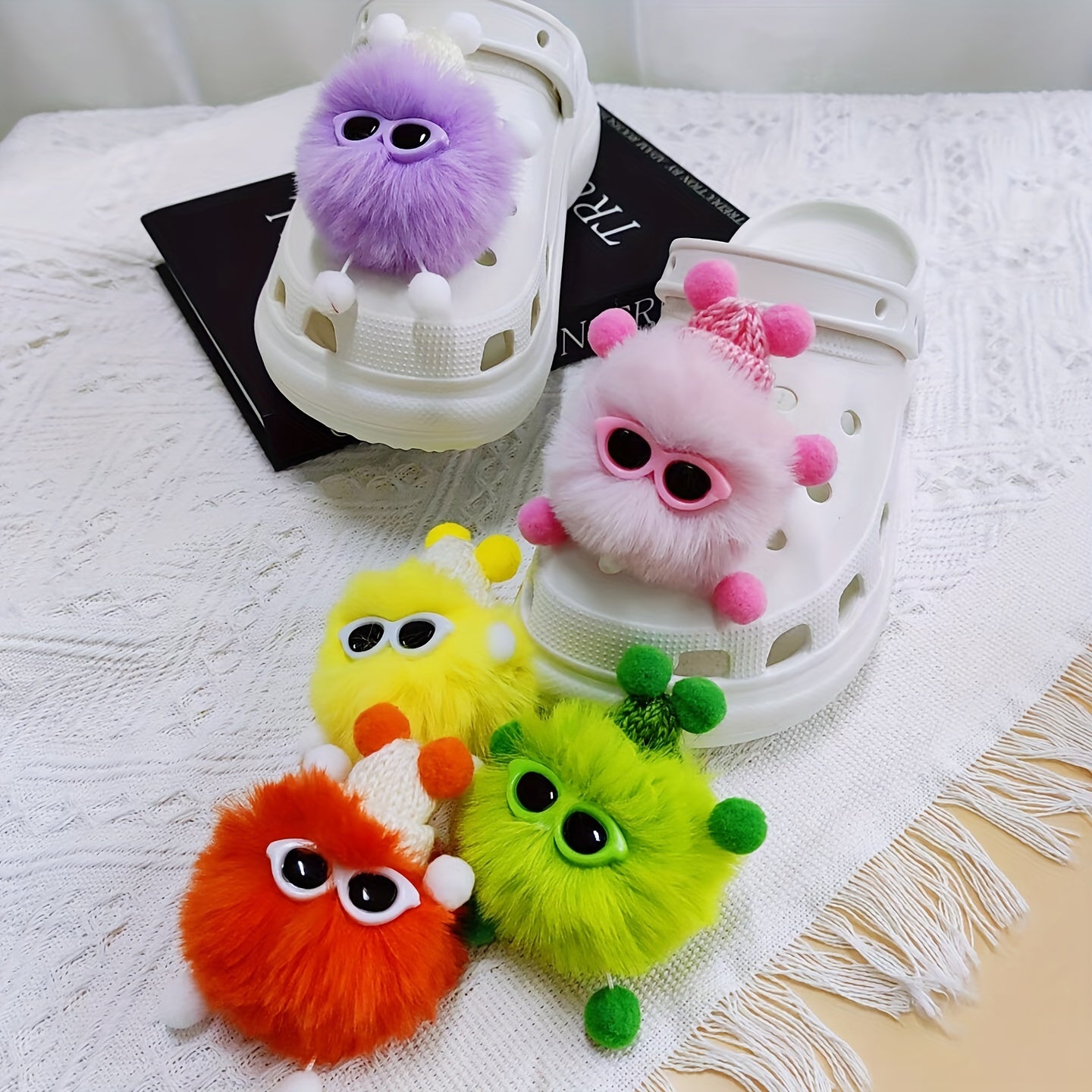 Colorful Fur Ball Shoe Buckles - DIY Detachable Shoe Accessories