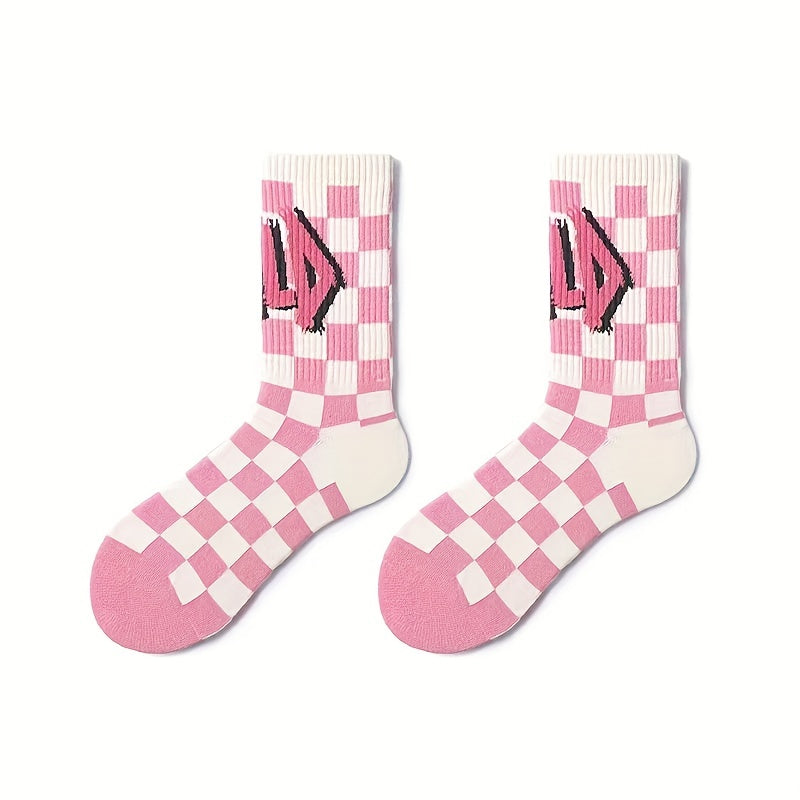 5 Pairs Letter & Heart Print Socks Women's Stockings