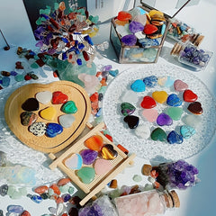 Natural Rose Quartz Amethyst Love Stone Set 2.03 cm