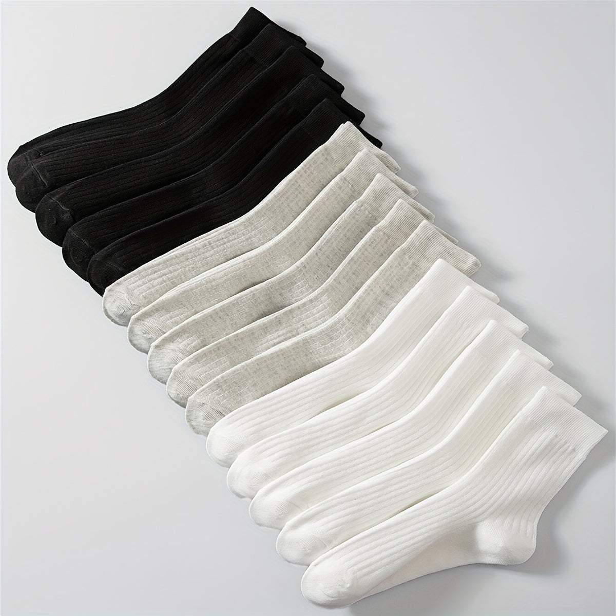 15 Pairs Solid Socks Breathable & Comfy All-match Women's Stockings Hosiery