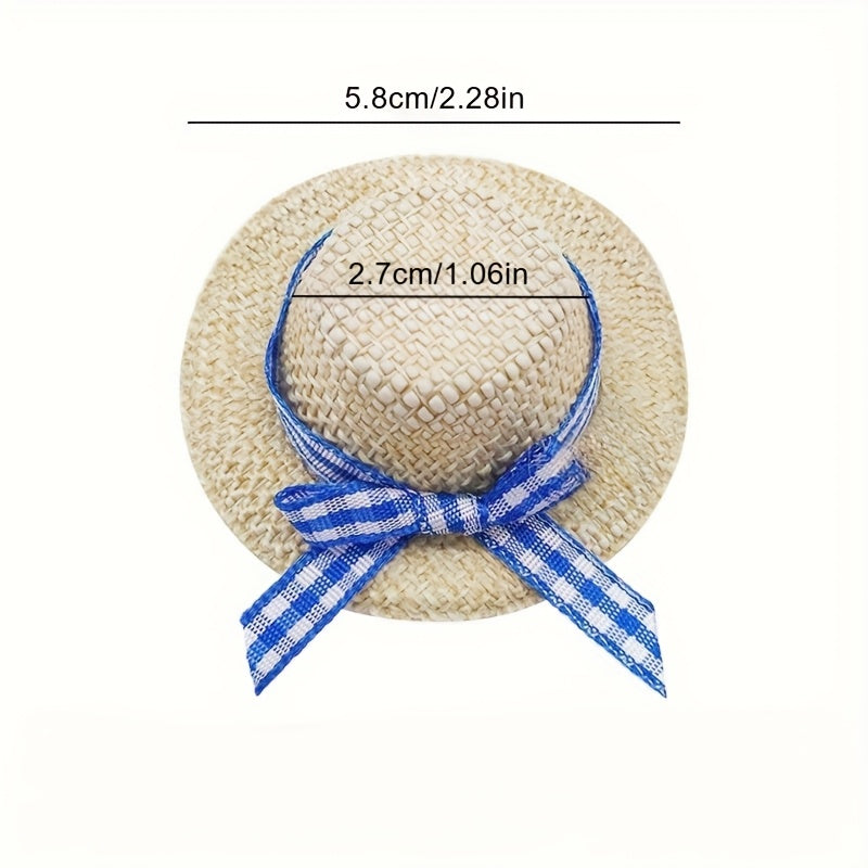 4pcs Straw Hats Set DIY Craft Doll Accessories Party Decorations