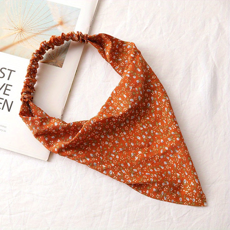 Paisley Print Headband Triangle Head Scarf Elastic Fabric Turban Women