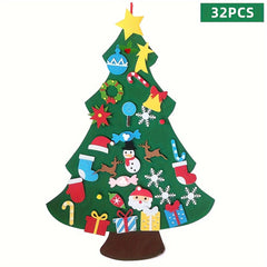 32pcs DIY Felt Christmas Tree Set String Lights Wall Decorations Craft Kit