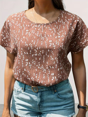  Boho Blouse Women's Floral Batwing Sleeve Round Neck Top