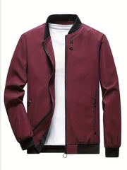 Men's Stand Collar Windbreaker Zip Up Jacket