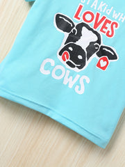 Baby Boys Cow Letter Print Short Sleeve Tee Top