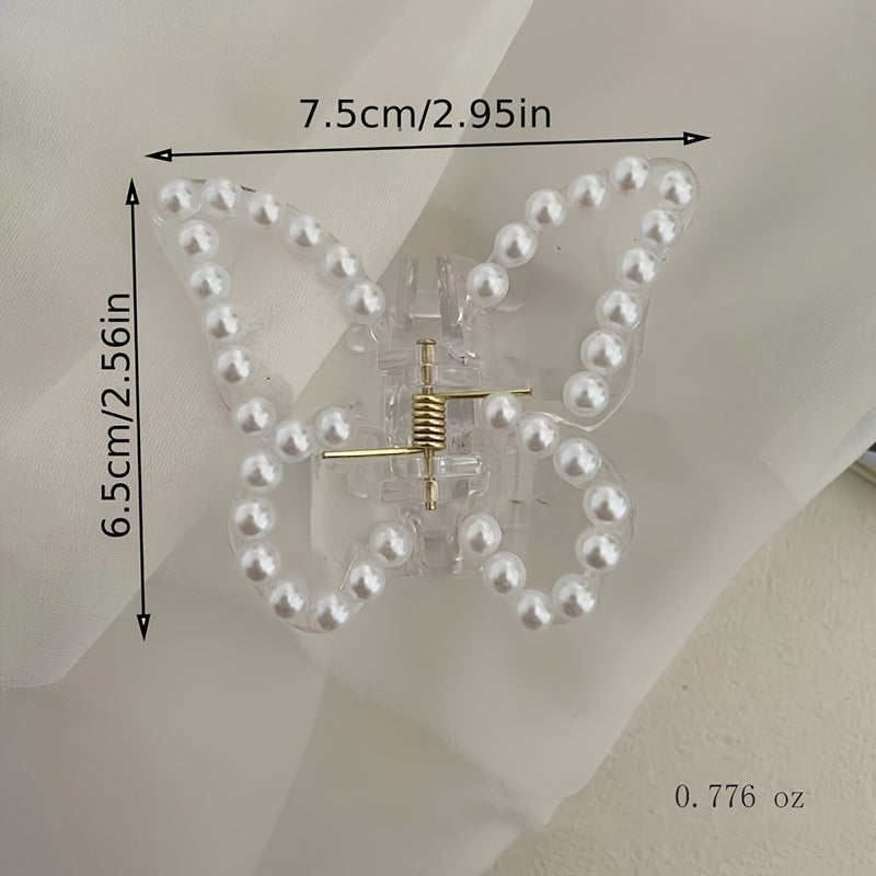 Butterfly Claw Clip Pearl Rhinestones Hair Clip