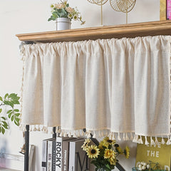 Coffee Tassel Lace Curtain with Rod Pocket for Home Decor