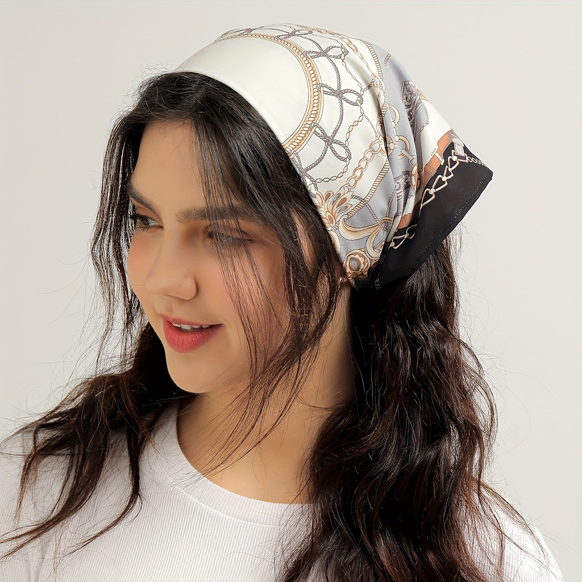 Satin Silk Feeling Scarf Bandana Headband Baroque Style Hair Accessories
