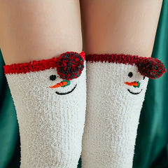 Christmas Snowman Fuzzy Socks & Over The Knee Socks Women's Stockings