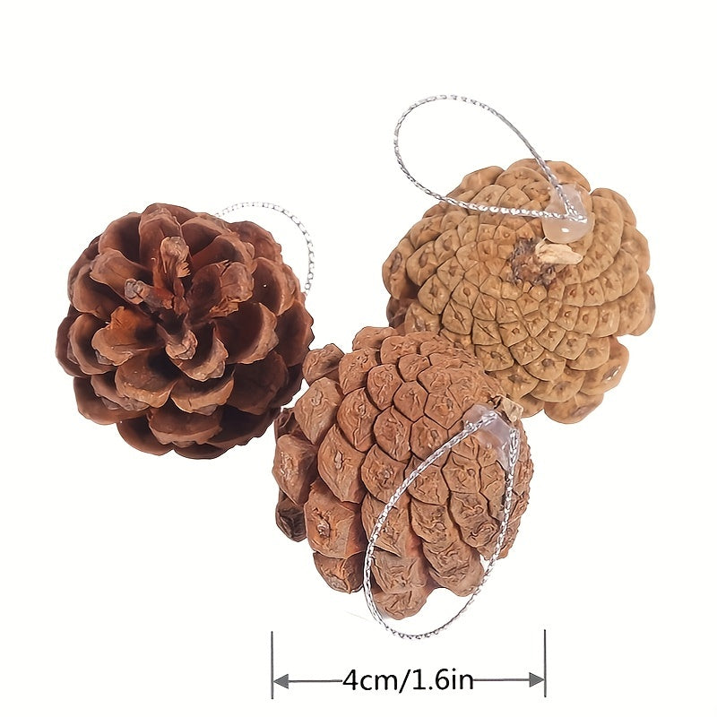 6pcs Holiday Decorations Christmas Supplies Natural Wooden Pine Cones