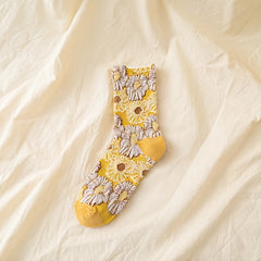 Vintage Sunflower Mid tube Socks Women's Stockings