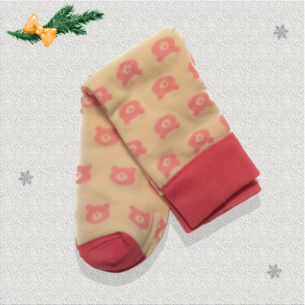 Bunny & Bear Print Mid Tube Socks Women's Stockings