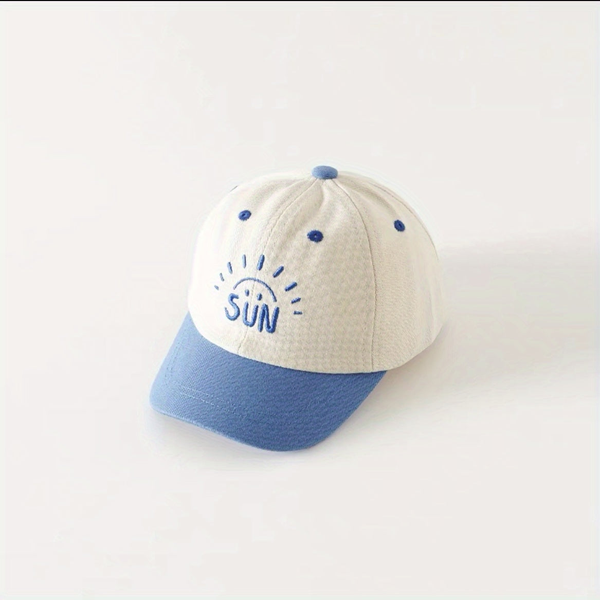 Kids Sunshade Breathable Baseball Cap with Sun Embroidery