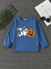 Boo And Pumpkin Print Boys Sweatshirt