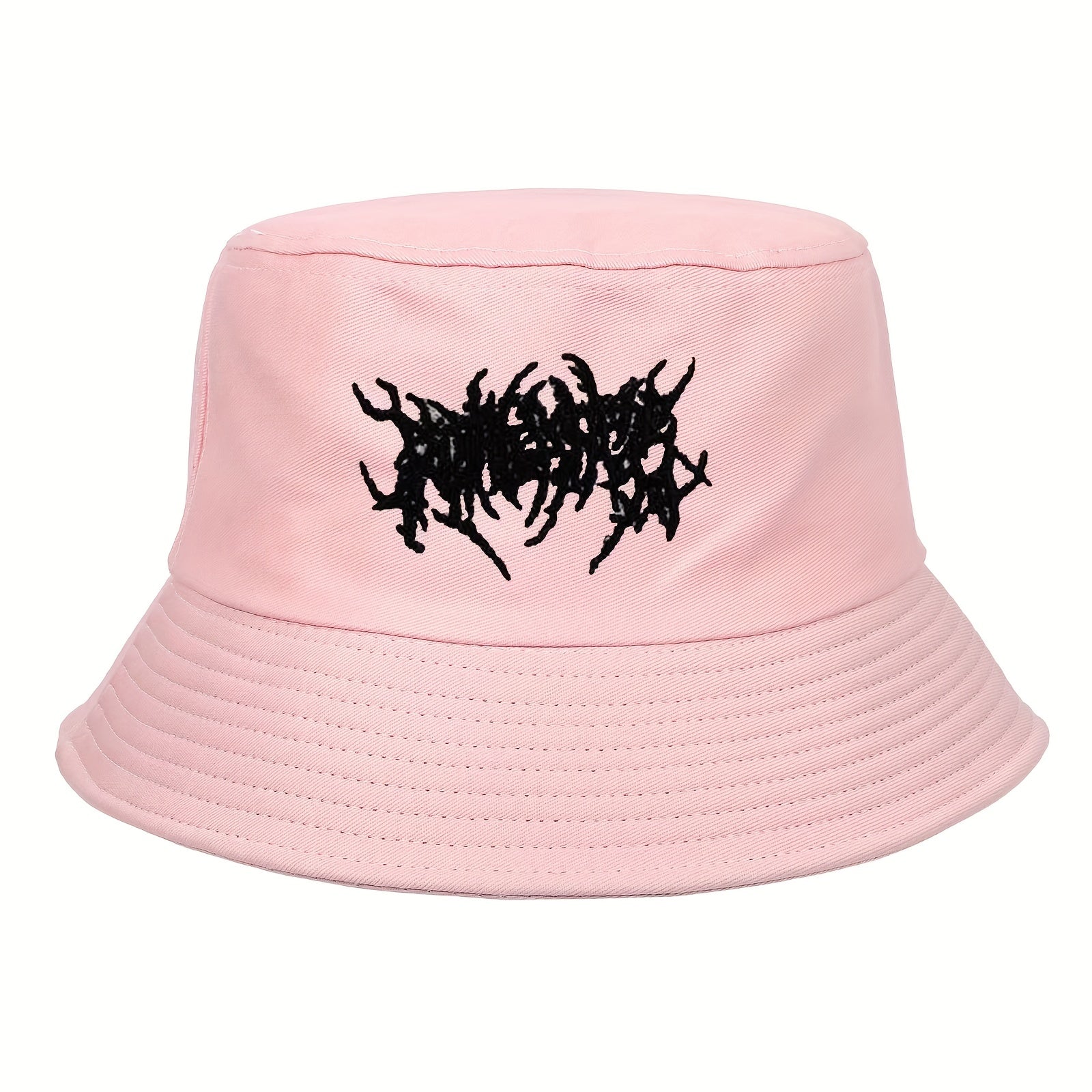Gothic Embroidery Cotton Bucket Hat Unisex Lightweight Sunshade