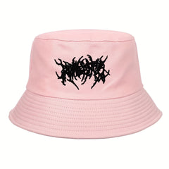 Gothic Embroidery Cotton Bucket Hat Unisex Lightweight Sunshade