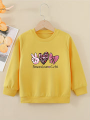 Peace Love And Cute Graphic Sweatshirt For Girls