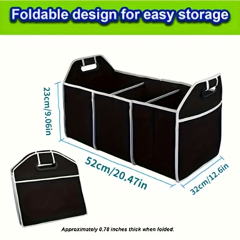 1pc Car Storage Box Trunk Organizer Portable Container 3 Compartments
