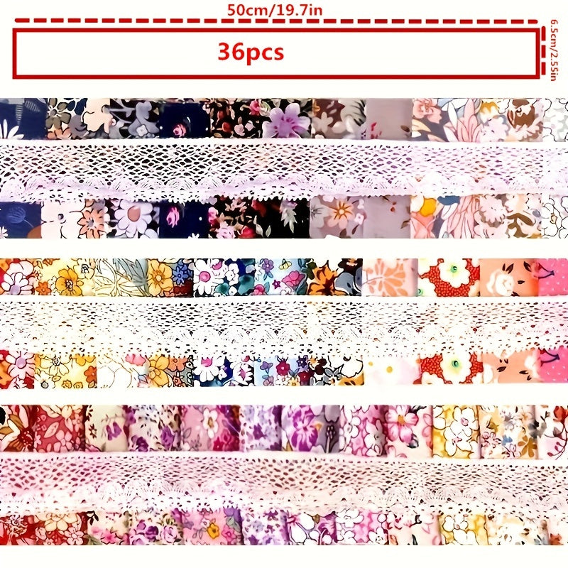 36pcs Jelly Roll Cotton Quilting Fabric For Patchwork Needlework 6 2 55in 19 7in