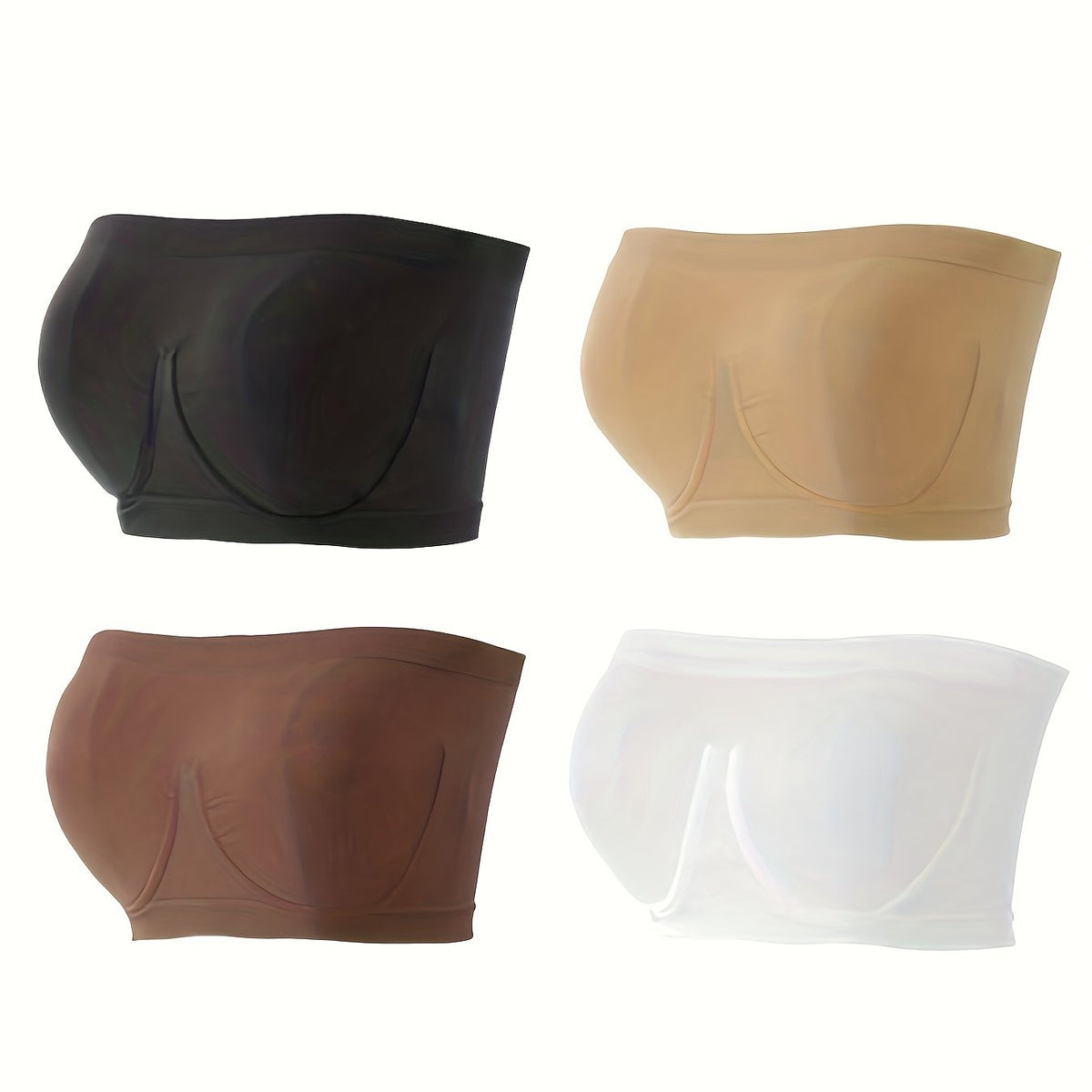 4pcs Strapless Bandeau Bras Set Soft & Stretch Everyday Bra Women Lingerie