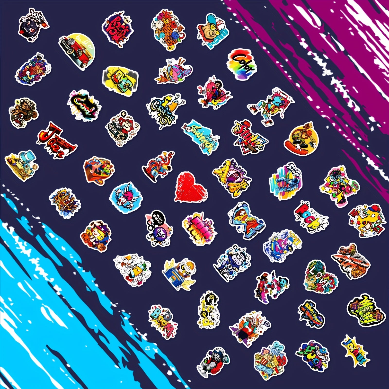 100pcs Graffiti Stickers Mixed Rock Vinyl Sticker Packs