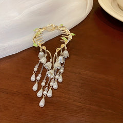 Vintage Flower Hair Claw Lily Of The Valley Tassel Headdress Banana Clip