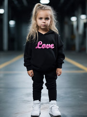 OERYUI 2pcs LOVE Print Hoodies Pants Set Boys Girls Spring Fall Sports Gift