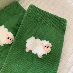 3 Pairs Cartoon Animal Print Socks Comfy Mid Tube Women's Stockings