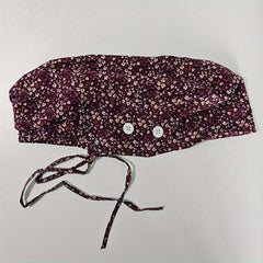 Cartoon Rose Print Work Cap Scrub Cap Adjustable Nurse Hats Elastic Lace Up Cap
