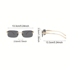 Leopard Rimless Sunglasses Retro Tinted Metal Sun Shades UV400
