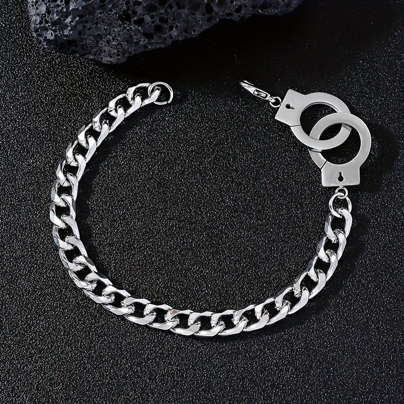 Funky Stainless Steel Handcuff Charm Necklace Men