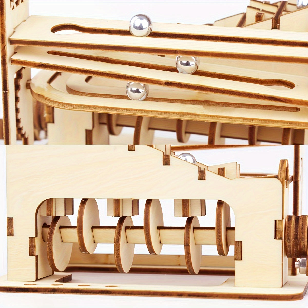 Wooden Puzzle Climbing Track 3D Jigsaw DIY Toy Light Yellow Wooden Craft